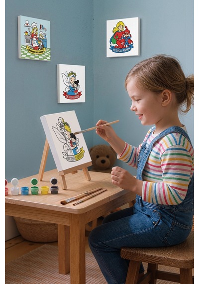 Çocuklar İçin Anneler Günü Boyama Tuvali Şövaleli Boya Seti 20x20 Cm