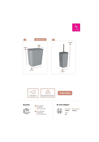 Flip 2'li Banyo Seti - Gri Çok Renkli