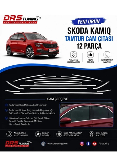 Skoda Kamiq 2019+ Krom Cam Çerçevesi 12 Parça