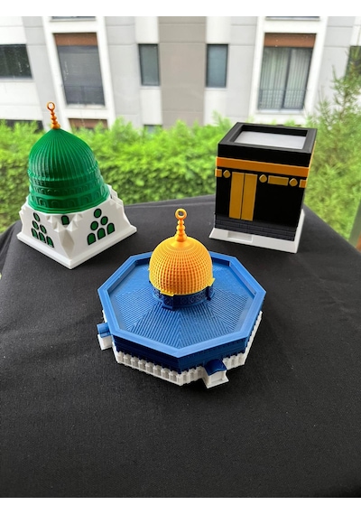 Üçlü Maket Set Büyük Boy Mescidi Aksa-mescidi Nebevi-yeşil Kubbe
