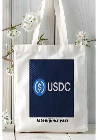 Art Hediye Usdc Baskılı Bez Çanta Omuz Çantası Kişiye Özel Desen 3 Çok Renkli