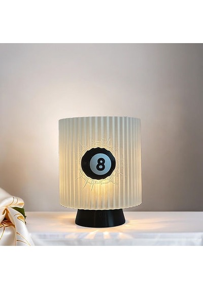 Gece Lambası -8 Ball Dekoratif Lamba, Genç Oda, Özel Hediye Çok Rekli - Beyaz