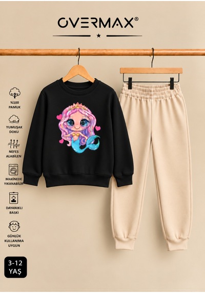Overmax Deniz Kızı Baskılı Kapüşonsuz Sweatshirt Eşofman Takımı 3-12 Yaş Siyah-bej - 921001102 Siyah-bej Overmax Deniz Kızı Baskılı Kapüşonsuz Sweatshirt Eşofman Takımı 3-12 Yaş Siyah-bej - 921001102 Siyah-bej