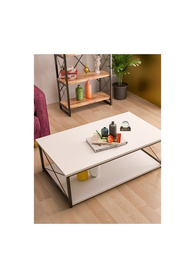 Double Orta Sehpa Beyaz 90x50 Cm