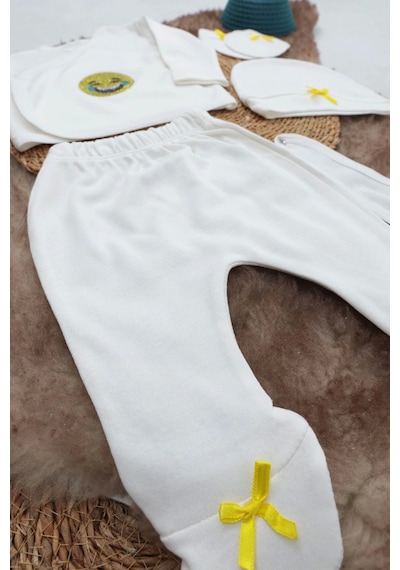 Sema Baby 5 Parça Gülen Surat Hastane Çıkışı Zıbın Seti 0-3 Ay Çok Renkli