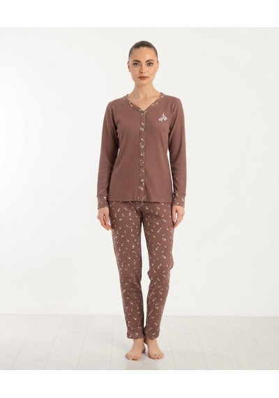 Seamlife Kadın Pamuklu Waffle Kumaş Kışlık Uzun Kollu Sıcak Tutan Pijama Takımı Gül Kurusu Seamlife Kadın Pamuklu Waffle Kumaş Kışlık Uzun Kollu Sıcak Tutan Pijama Takımı Gül Kurusu