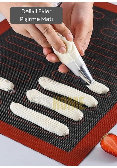 Delikli Ekler Pişirme Matı Çift Taraflı Fırın Matı Silikon Hamur Matı Yapışmaz Büyük Boy 40x60 Cm