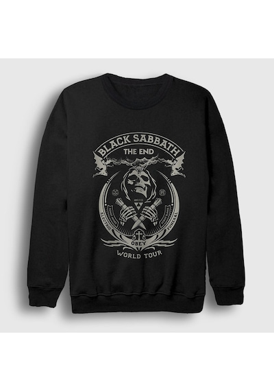 Presmono Unisex Tour Black Sabbath Sweatshirt Siyah