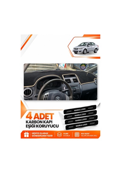 Suzukı Sx-4 2006-2014 Uyumlu Ön Örtüsü Torpido Koruma Koruyucu Kılıfı Halısı - Siyah Bej