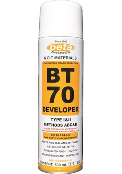 Beta 70 Bt70 Penetrant Muayene İçin Geliştirici Sprey Tip 500 ML