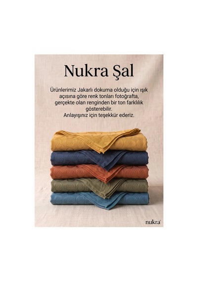 Nukra Jakarlı Pamuk Tesettür Şal Otantik Desen Zümrüt Yeşili 70 X 190 Cm