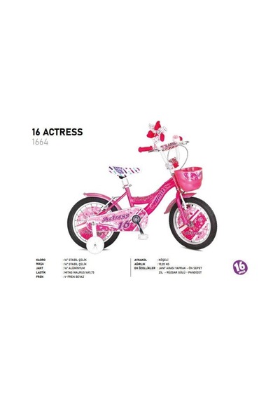Ümit 1664 16 Actress V Bmx Sepetli 16 Jant Kız Çocuk Bisikleti - Çok Renkli