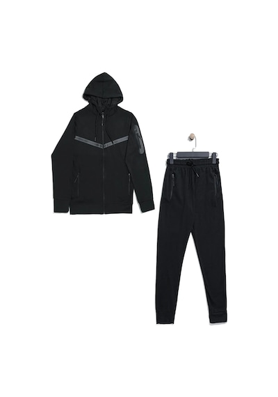 Pina Kids Kız Çocuk Kolu Cepli Şerit Baskılı Kapüşonlu Dalgıç Kumaş Eşofman Takımı Esf7031 siyah Pina Kids Kız Çocuk Kolu Cepli Şerit Baskılı Kapüşonlu Dalgıç Kumaş Eşofman Takımı Esf7031 siyah