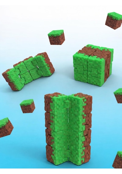 Katlaç Çimen Desenli Özel Seri Infinity Cube Sonsuz Küp & Hareketli Stres Küpü