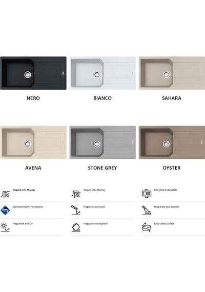 Franke Urban Ubg 611-100 Granit Eviye. Stone Grey