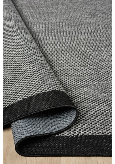 Sisal Prime Gri Siyah İskandinav Yıkanabilir Bordürlü Halı Kilim Balkon Teras Koridor Halısı 1148