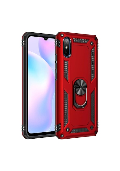 Xiaomi Redmi 9a Kılıf Sofya Yüzüklü Silikon Kapak - Kırmızı Kirmizi