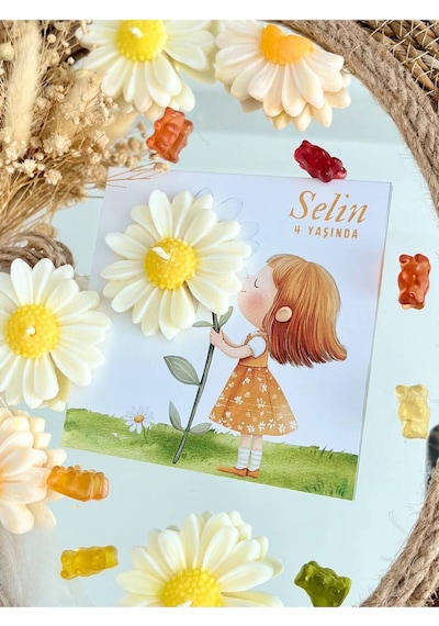 Bernami Mumluk Şamdanpinterest 25 Adet Özel Tasarlanmış Kart Ve Papatya Mum. Bebek Doğum, Babyshower, Doğum Günü, Hediyel Diğer