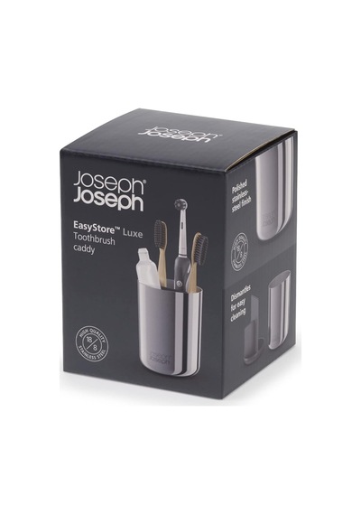 Joseph Joseph Easystore - Lüks Paslanmaz Çelik Diş Fırçası Tutucu Caddy Banyo Depolama, Standart Çelik Diğer