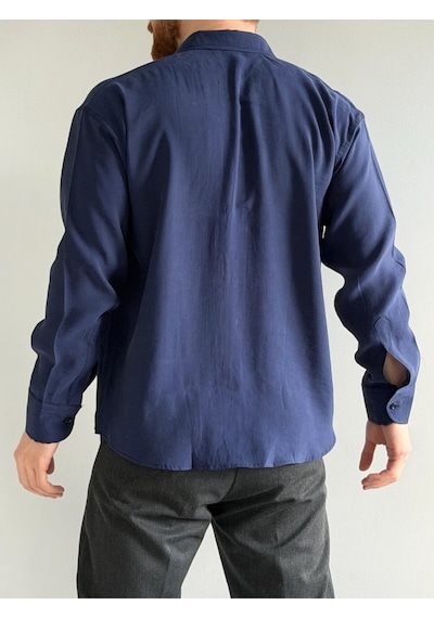 Relaxed Fit Hafif Rahat Modal Kumaş Gömlek Lacivert