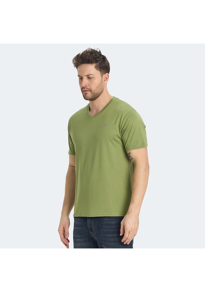 Slazenger KRAKKER Erkek V Yaka Açık Yeşil Tişört