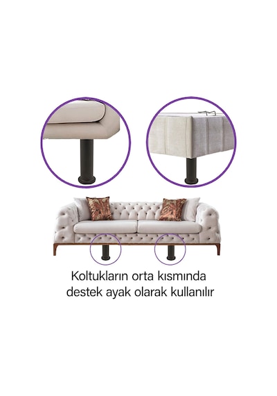 Modül Ayarlanabilir Destek Ayağı 15 X 23 Cm Siyah Ayak Mobilya Kanepe Baza Koltuk Ünite Ayakları