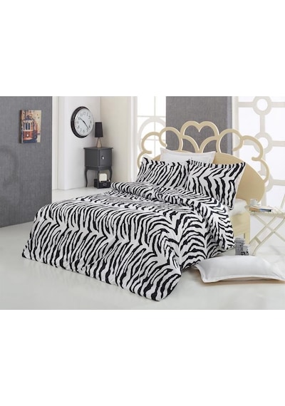Çeyiz Diyarı Zebra Pamuk Saten Çift Kişilik Nevresim Takımı Siyah - Beyaz