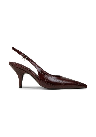 Deery Kadın Bordo Krokodil Desenli Slingback Stiletto - V4035zbrdm01 Bordo