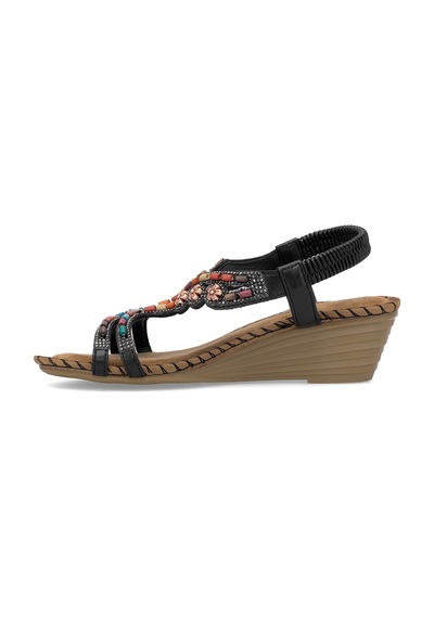 Guja 25y151-6 Kadın Taşlı Dolgu Topuk Sandalet Siyah Siyah