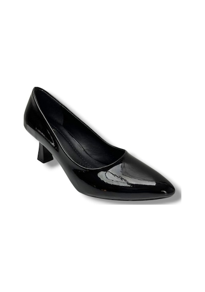 C-shoes 349-26 Rugan Deri Orta Boy Topuklu Kadın Stiletto Siyah