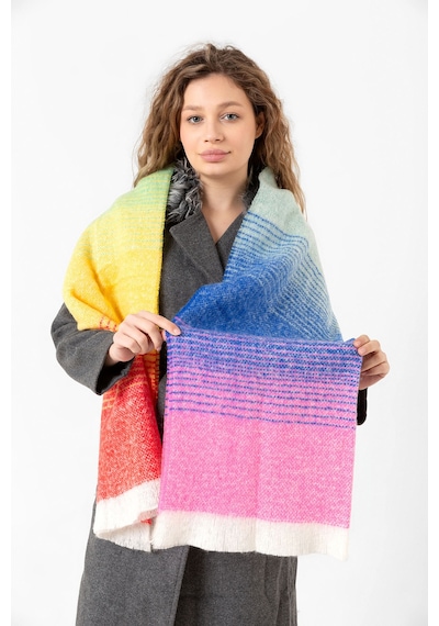 Çok Renkli Buklet Atkı Şal 67x197 CM 1288 Pembe
