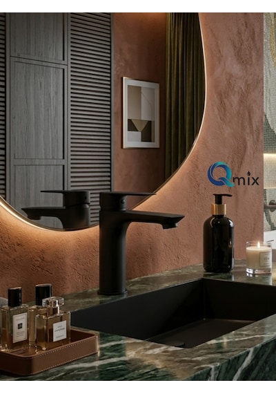 Lüks Siyah Sabit Aç Kapa Kısa Lavabo Bataryası Su Tasarruflu, Dayanıklı, Modern Tasarım