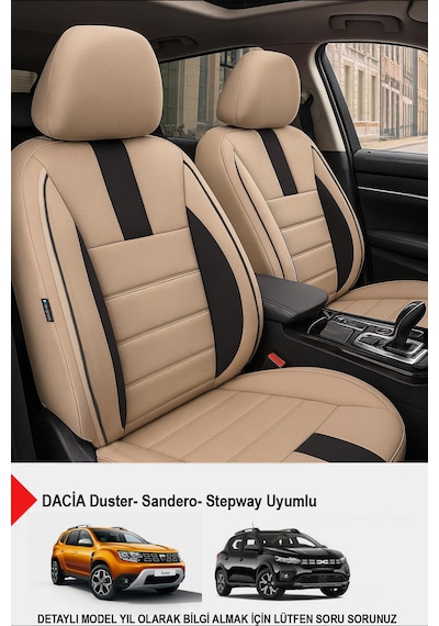 Oniks Serisi Tay Tüyü Oto Koltuk Kılıfı- Dacia Sandero-stepway-duster Uyumlu Bej