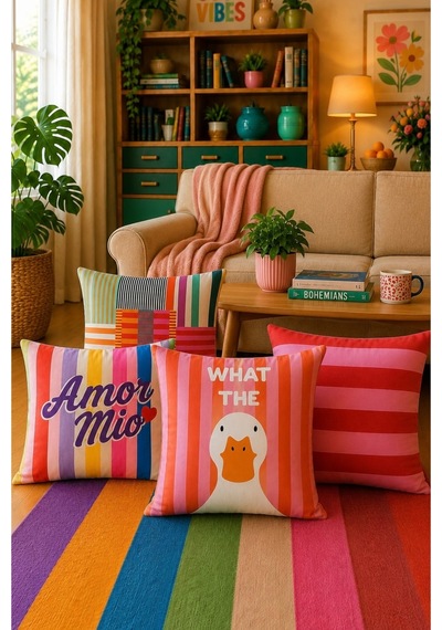 What The Duck Dopamin Renkli Popüler 4 Lü Kırlent Kılıfı, Renkli Maksimalist Modern Koltuk Salon Bahçe Teras Balkon Dekor Ev Dekorasyon Çok Renkli - 876061183 Çok Renkli What The Duck Dopamin Renkli Popüler 4 Lü Kırlent Kılıfı, Renkli Maksimalist Modern Koltuk Salon Bahçe Teras Balkon Dekor Ev Dekorasyon Çok Renkli - 876061183 Çok Renkli
