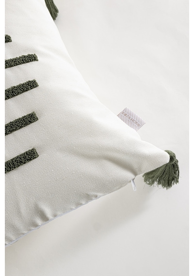 Koza Home Craft Yeşil Çizgi Desenli Püsküllü Boncuk Elyaf İç Dolgulu Kırlen Standart