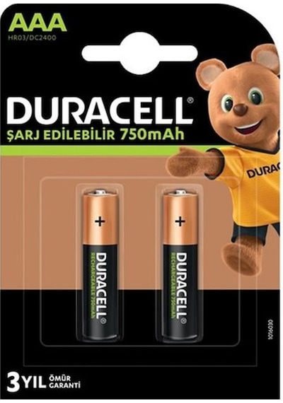 Duracell 750 Ma Şarjlı Aaa İnce Kalem 2'li Pil Hr03/dc2400
