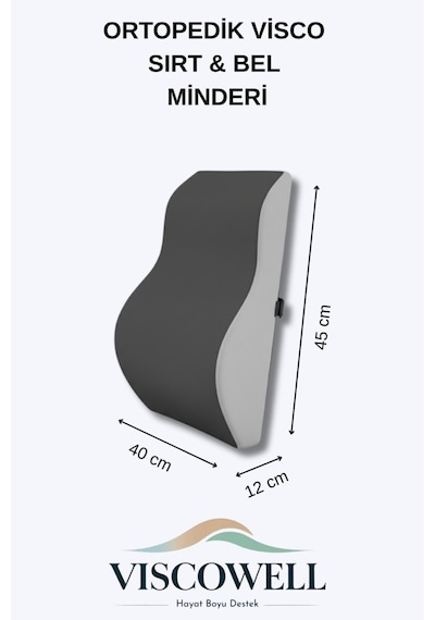 Ortopedik Visco Sırt & Bel Minderi Sırt Minderi Ortopedik Bel Minderi %100 Visco Destek Minder