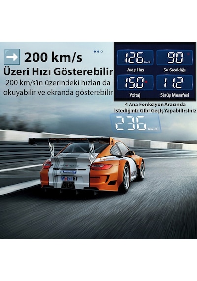 Ally M3 Hud Obd2 Head-up Display Dijital Hız Göstergesi E-obd Ve Gps Destekli Obd Arayüzlü - Alarmlı Ön Cam Ekran Projektör