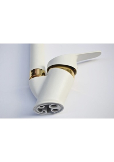 Beyaz Gold Banyo Lavabo Musluğu Bataryası Sıcak Soğuk Çift Su Girişli Diğer