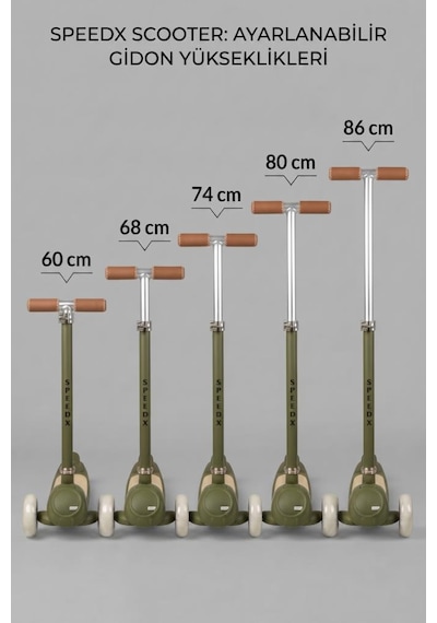 Speedx Maxi-scooter: Işıklı, Müzikli Ve 5 Kademeli Ayarlanabilir Led Işıklı Çocuk Scooter Çok Renkli