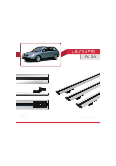Audi A4 B5 Avant 1996-2001 Arası İle Uyumlu Basic Model Ara Atkı Tavan Barı Gri 3 Adet