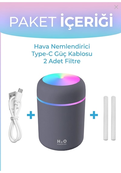 Ultrasonik Oda Ve Araç Hava Nemlendirici Buhar Makinesi Ve Aroma Difüzörü Koku - 5 Adet Koku Hediyeli