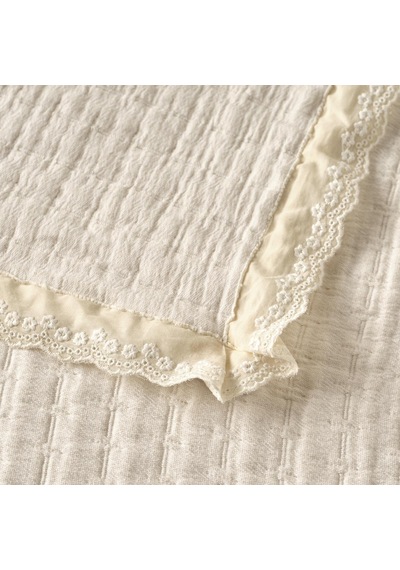 Bella Maison %100 Pamuk Vintage Çift Kişilik Yatak Örtüsü Seti Krem 240 x 260 CM Krem