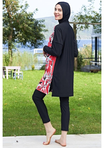 Ruko Maio 2411-2 Oversize Desenli Likralı Su İtici Ve Çabuk Kuruyan Kumaş Tesettür Mayo Kırmızı Ruko Maio 2411-2 Oversize Desenli Likralı Su İtici Ve Çabuk Kuruyan Kumaş Tesettür Mayo Kırmızı