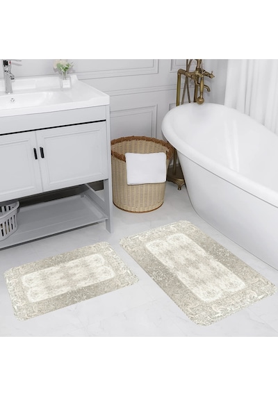Rovigo Home Baskılı Kaymaz Taban 2 Li Banyo Paspas Takım Rvg5105-100X60-60X50 Çok Renkli