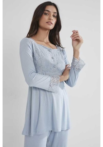 Pierre Cardin Kadın Penye Dantelli Pijama Takımı 1241 Mist 001