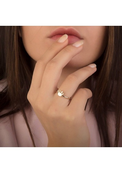 Sarı Altın Taç Yüzük 14K Tektaşlı 377236763