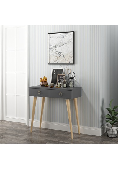 Dekorosso Arden Ahşap Ayaklı Modern Dekoratif Dresuar Antrasit 72 Antrasit