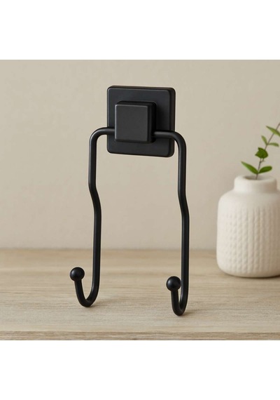 Siyah Metal Sarkık Askı 2'li - Güçlü Yapışkanlı 8x9x19 Cm Diğer