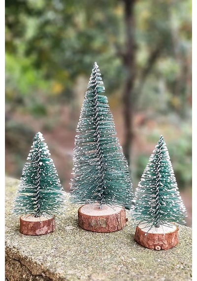 Masa Üstü 3 Lü Yeni Yıl Çam Ağacı Seti Noel Yılbaşı Ağacı 3 Lü Mini Masa Üstü Yılbaşı Ağacı Seti 10 CM